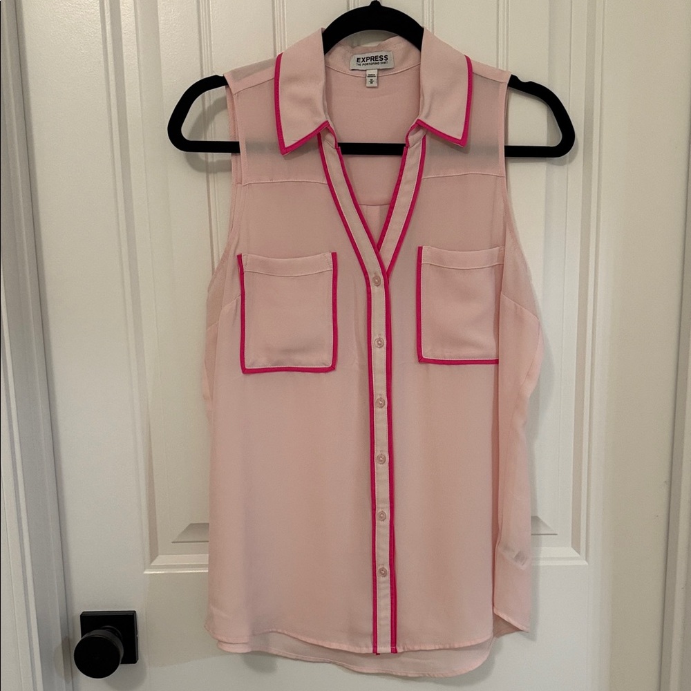 Express Women's Pink Button-Down Blouse